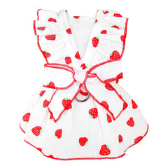 Vestido AXIIJGL para perrito pequeño con estampado de fresa, cómodo y ligero.