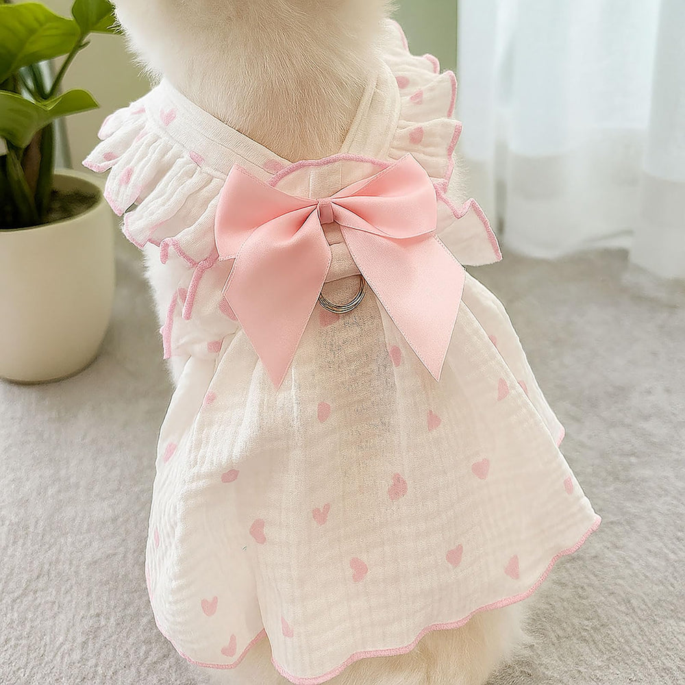 AXIIJGL vestido canino pequeño rosa claro estilo pinafore fácil de poner.