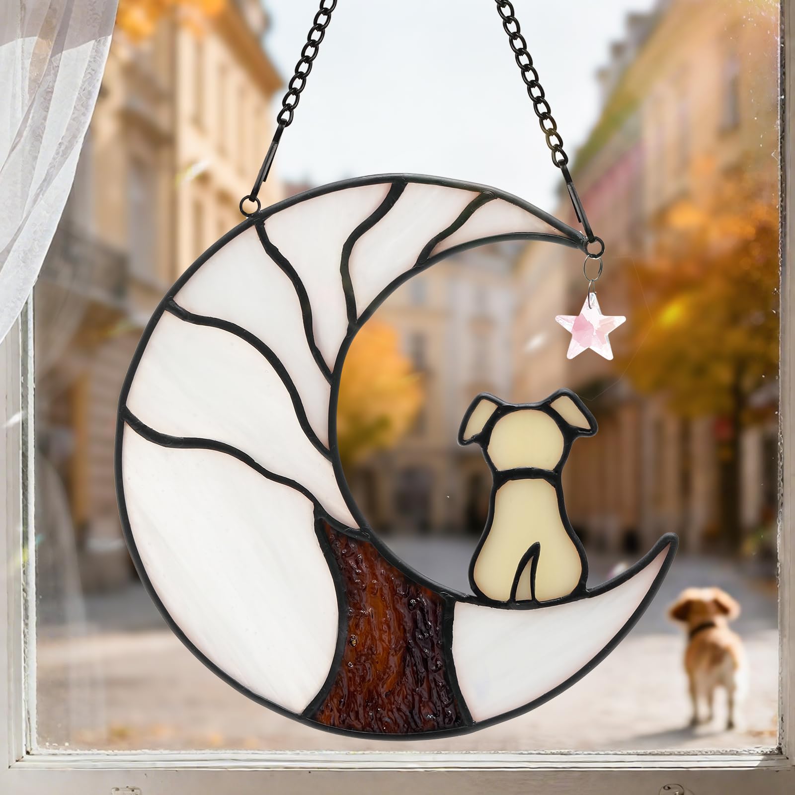Ayadon recordatorio perro: suncatcher de ventana que añade calma y belleza con la luz.