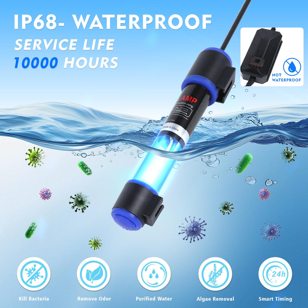 Luz UV-C para sump y filtros Ayamaxon, diseño a prueba de agua.