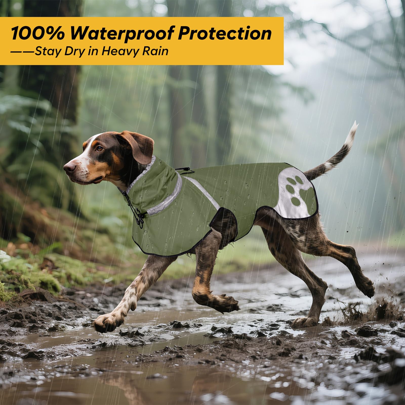 Ayaseen chubasquero para perro mediano, capucha ajustable, protección ante viento