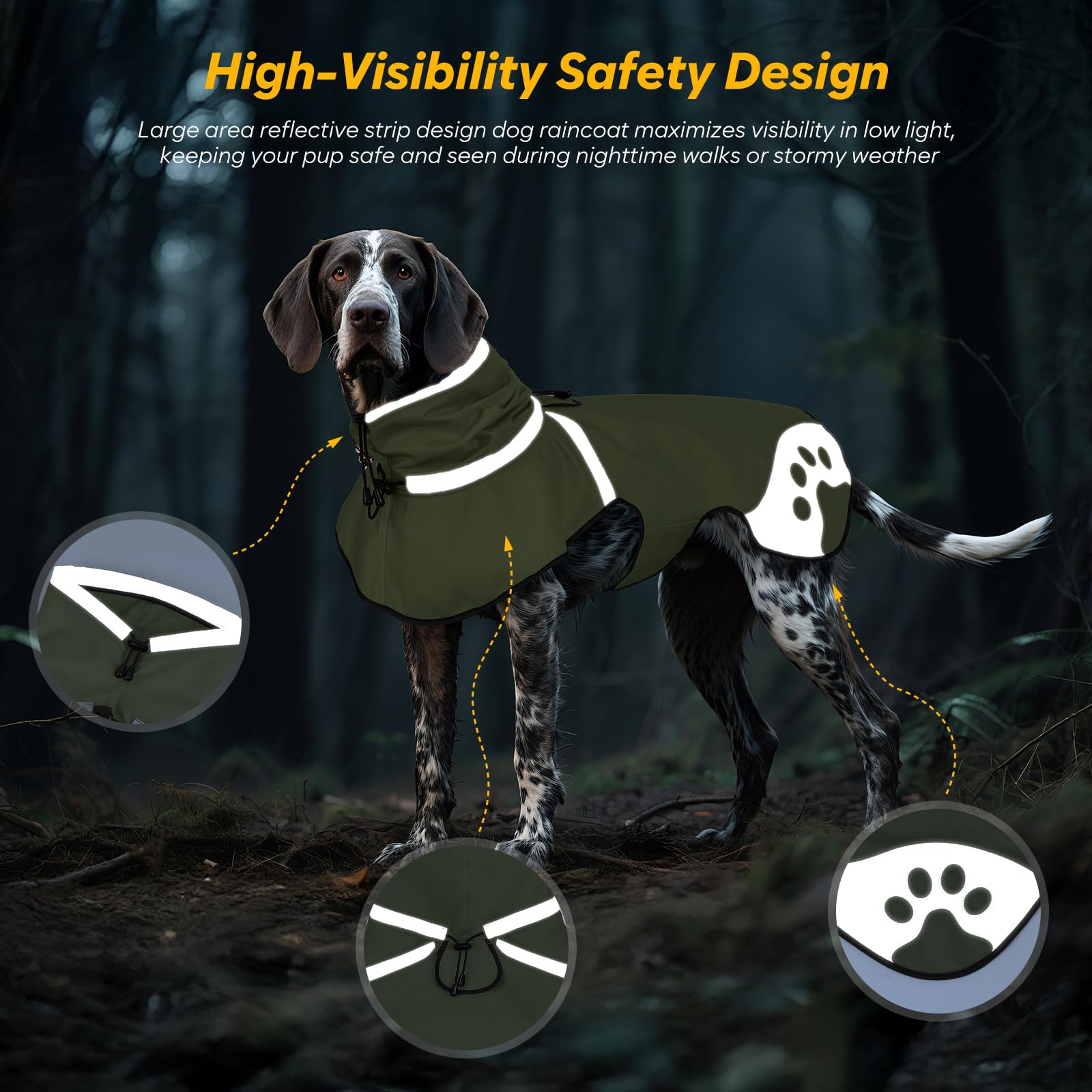 Ayaseen chubasquero para perro mediano, dorso protegido, perfecto para caminatas nocturnas