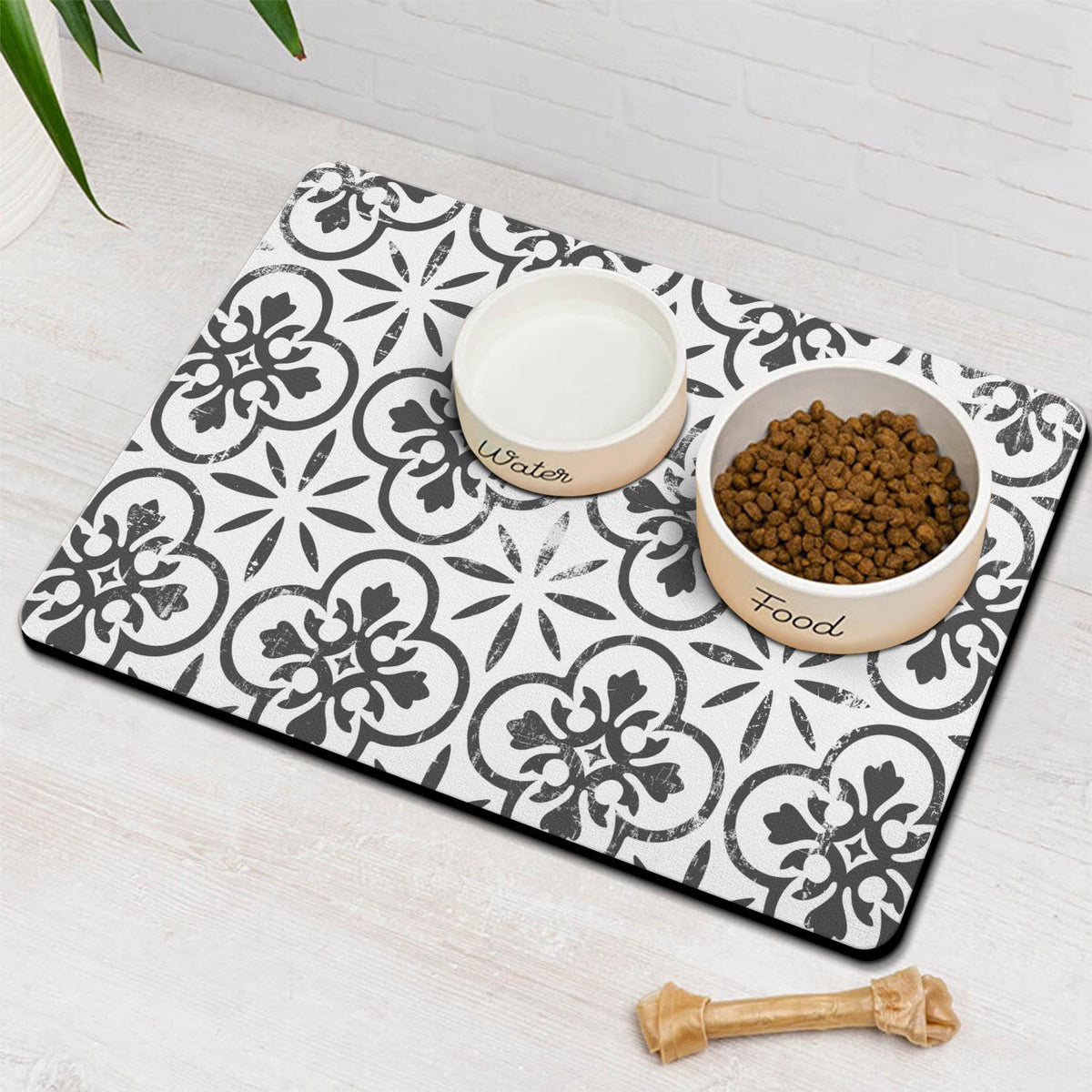 Alfombrilla para comida de perros y gatos Ayiashiab absorbe líquidos rápidamente para evitar manchas.