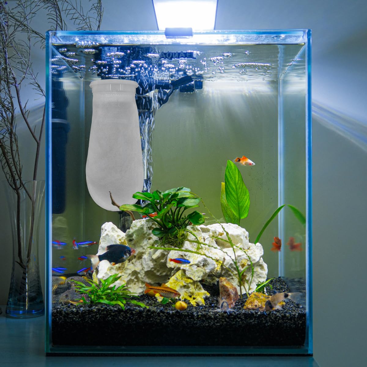 AYWFEY filtro de anillo 200 micras ayuda a capturar residuos y comida en el acuario
