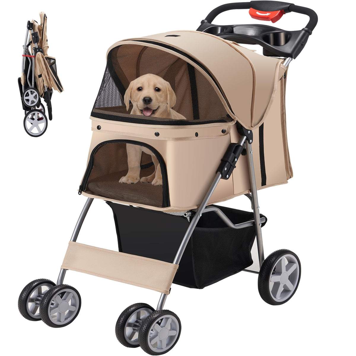 Azaeahom Carrito Mascota 4 Ruedas, transporte estable para tu compañero.