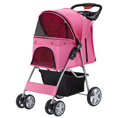 Carrito Azaeahom para mascotas con 4 ruedas, rosado, estable para paseos