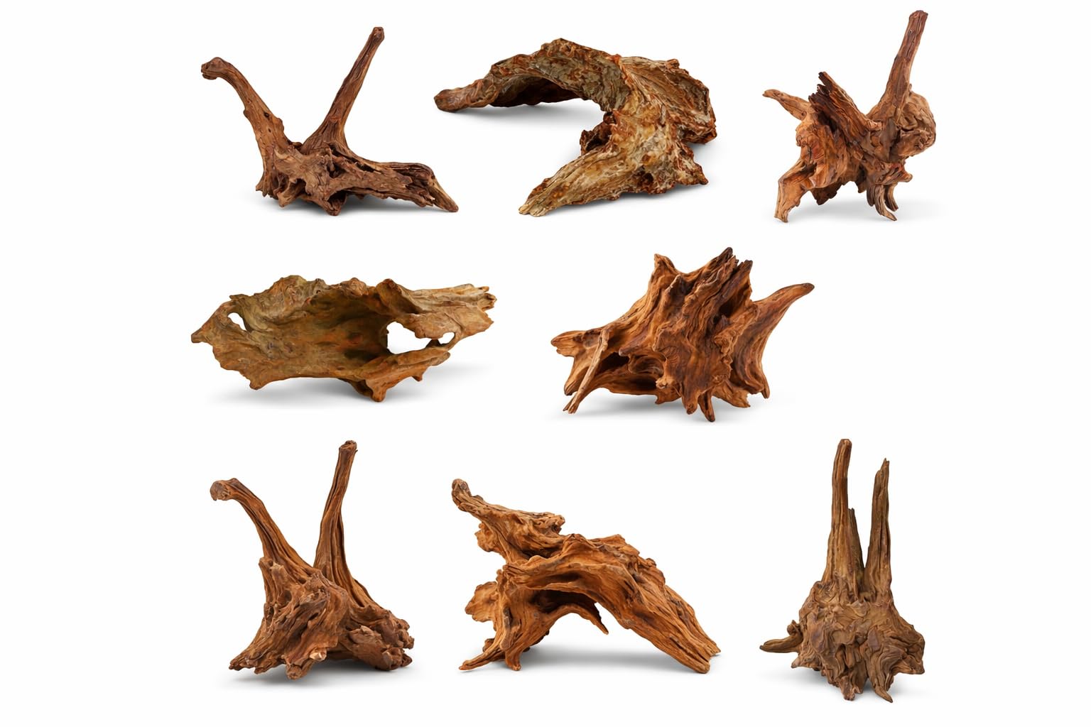 Azil driftwood natural de 6-8 pulgadas, conjunto de 3 piezas para acuario.