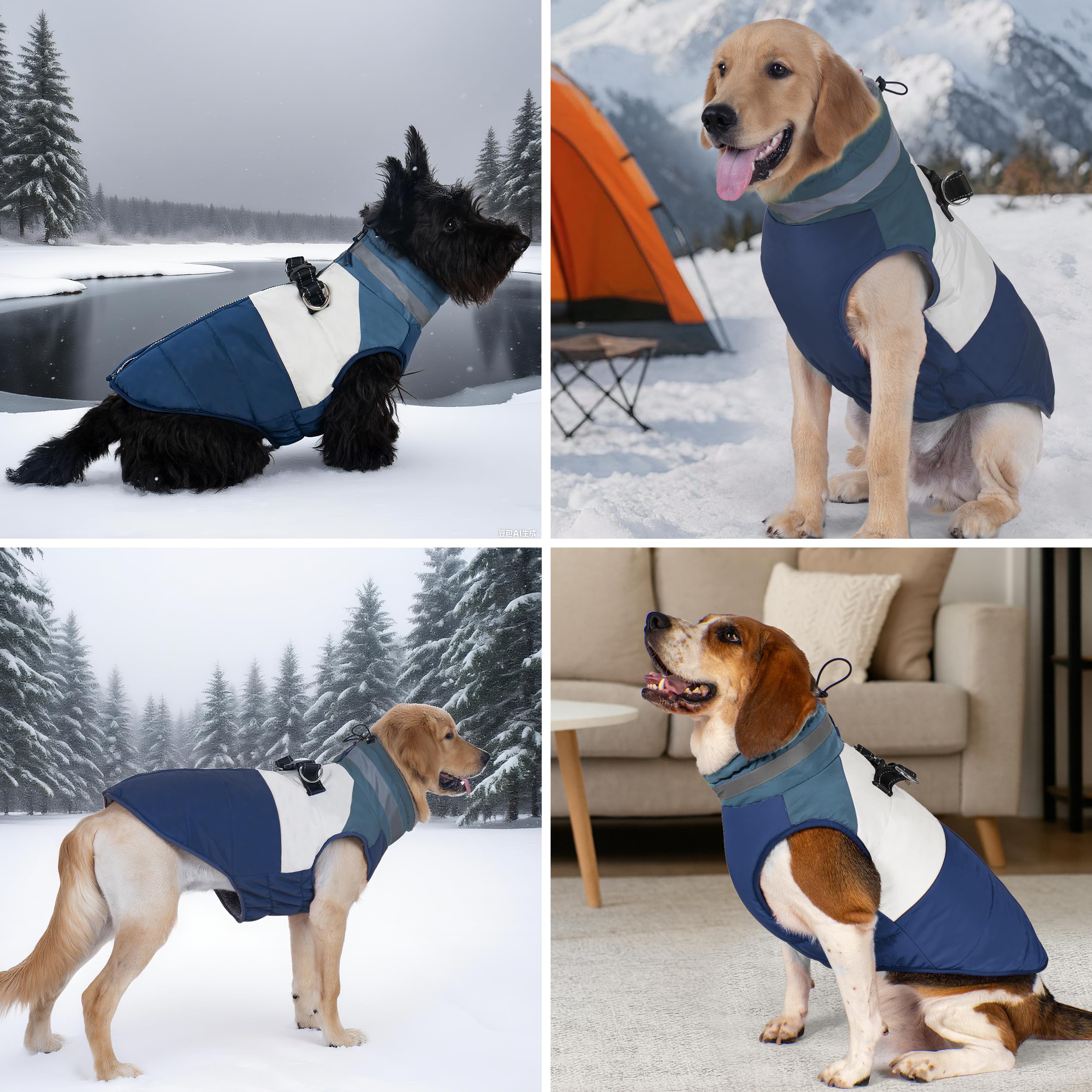 Diseño de entrada trasera facilita vestir a perros pequeños.