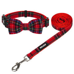 azuza collar navideno con patron de cuadros, ideal para paseos festivos y elegantes.