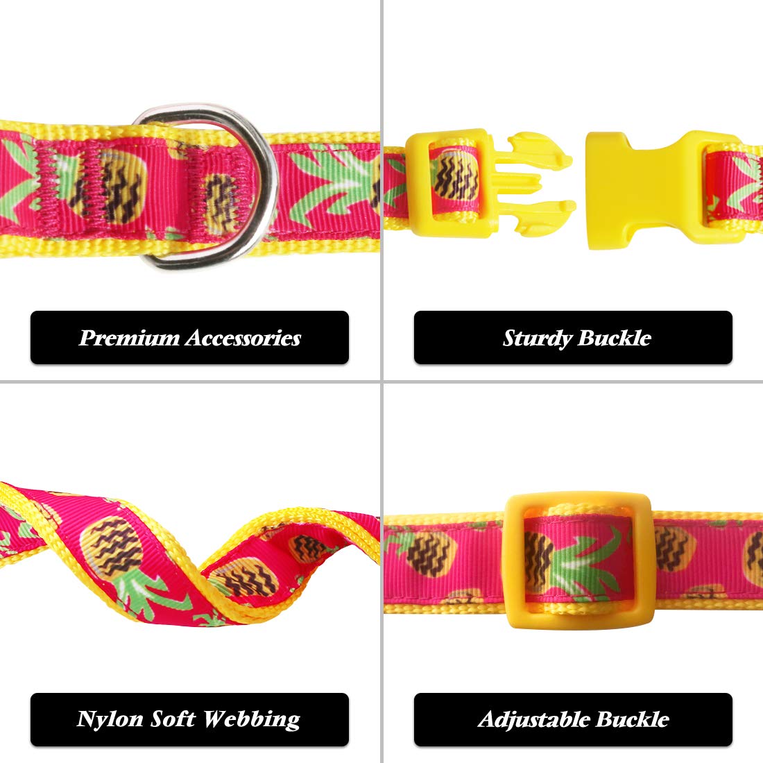 Azuza collar con lazo, diseño piña colorido para destacar en salidas.