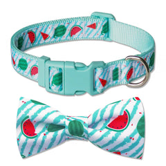 Collar azuza para perros con lazo sandía, cómodo para paseos diarios.