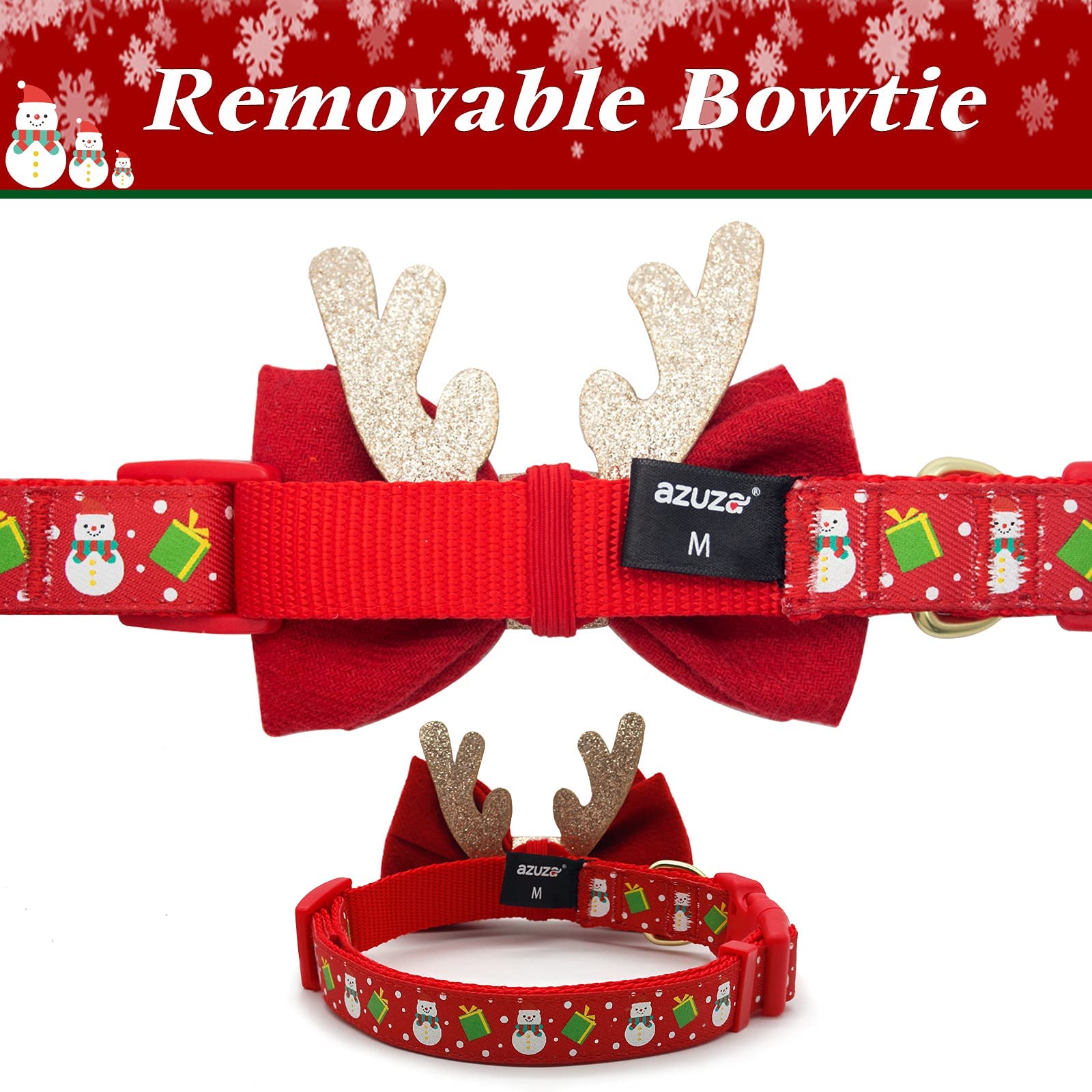 accesorio lazo decorativo navideño en collar azuza, ideal para fotos