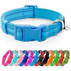 Collar azuza reflectante de neopreno azul cielo para perros pequeños.
