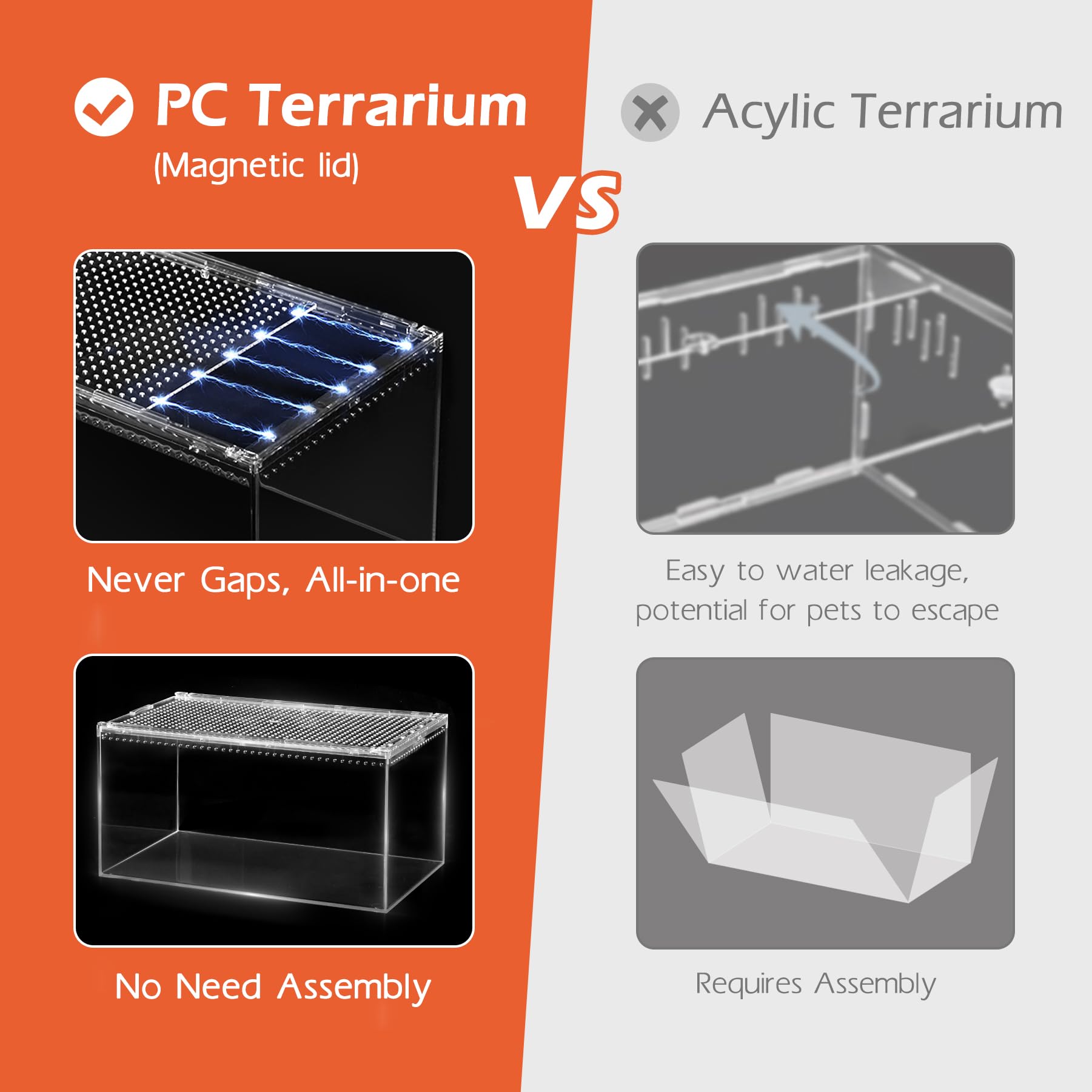 AZV terrario visión 360 grados para observar a tarántulas y geckos.