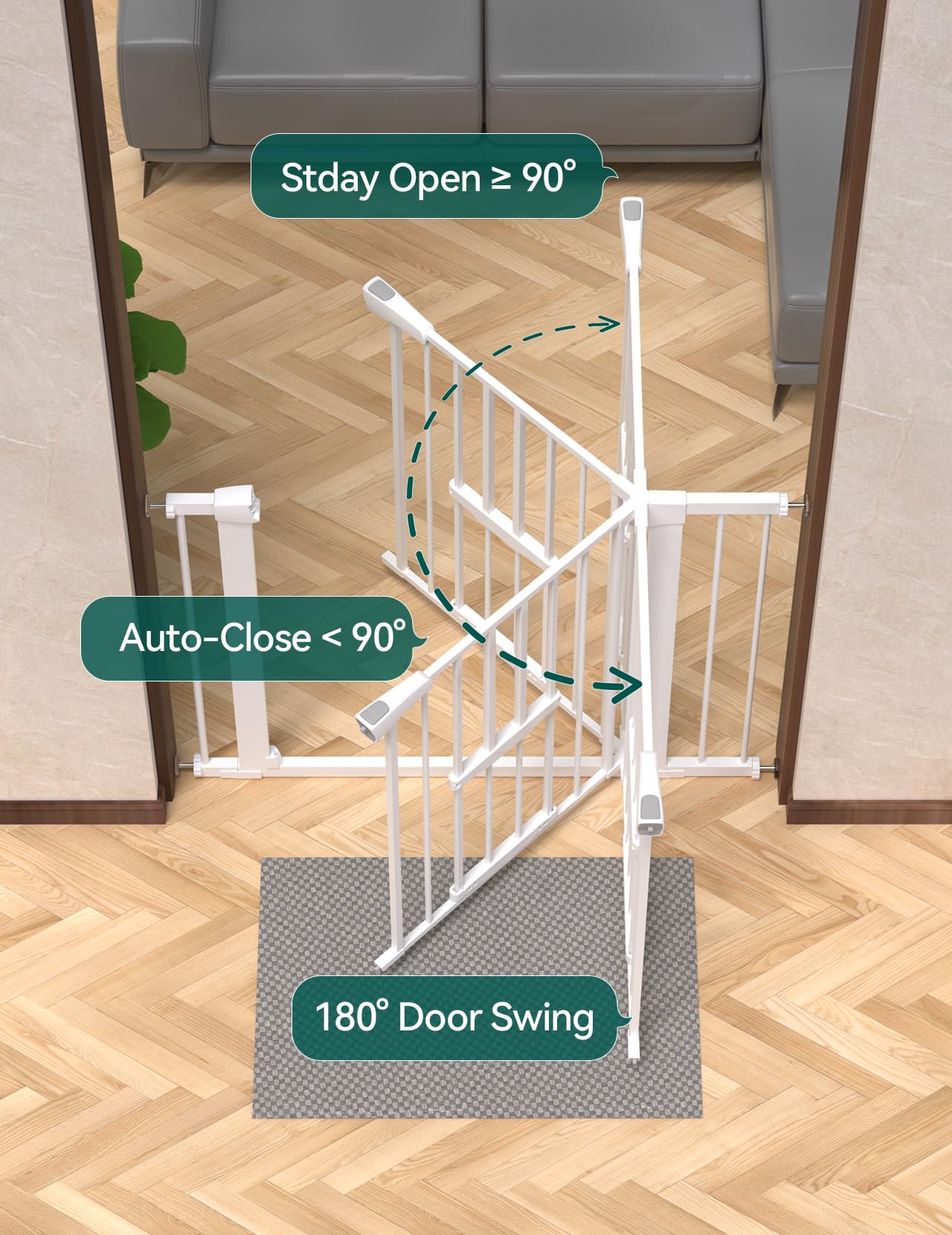 Ajuste ancho 29-48 pulgadas para puertas, escaleras y pasillos.