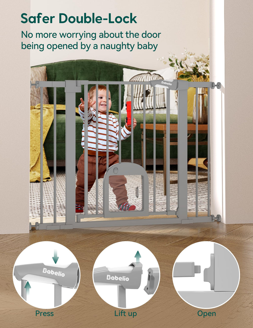 BABELIO Babygate: extensiones incluidas para adaptar la anchura.