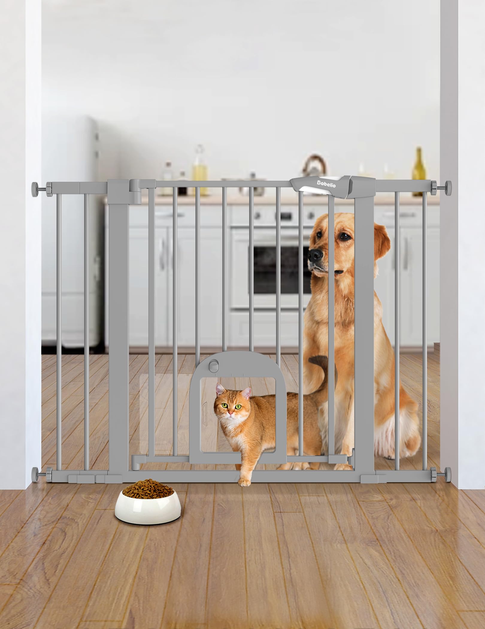 BABELIO Babygate: puerta para gato ajustable con tres niveles para distintos tamaños.
