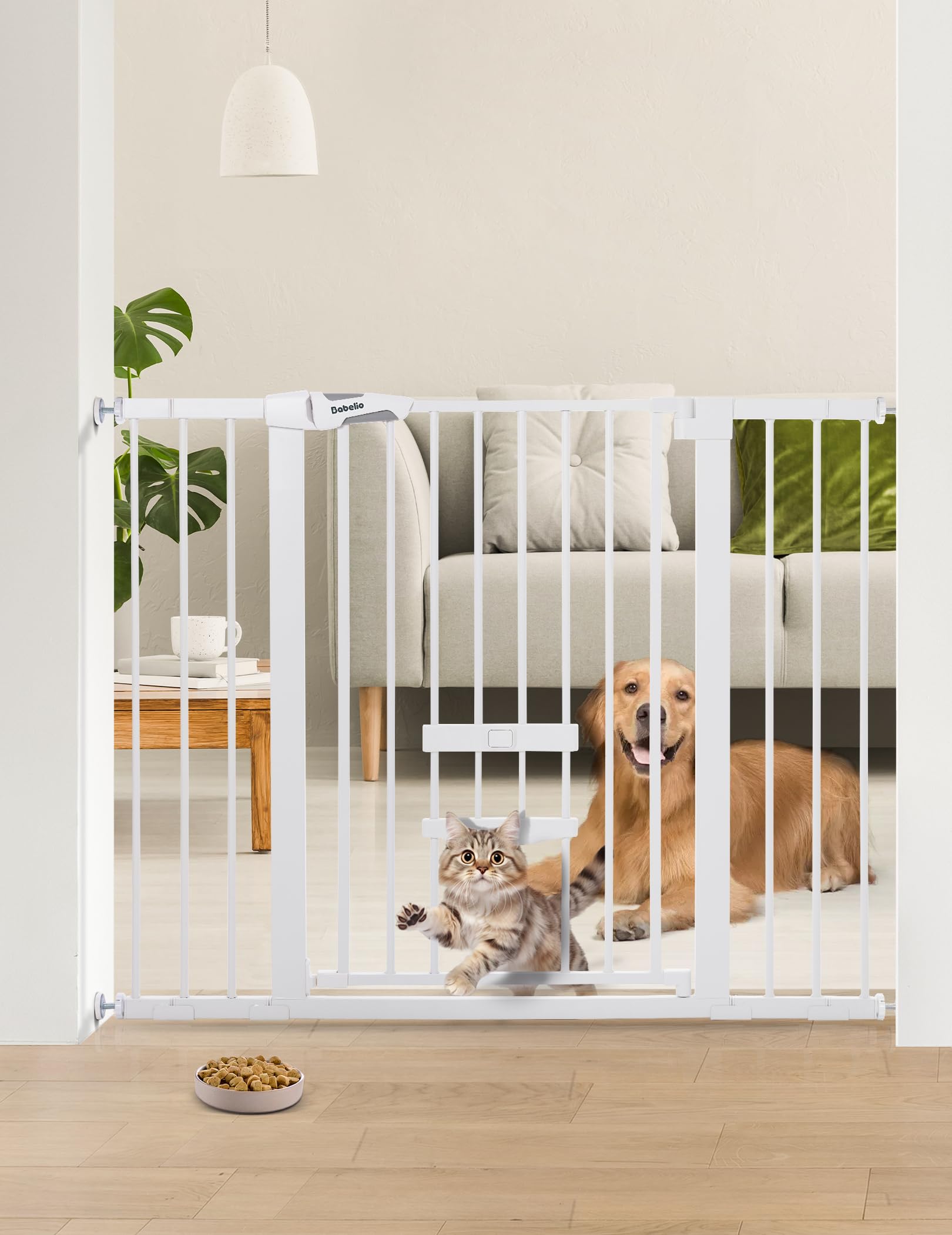 Babelio puerta bebe 36 pulgadas alta, ideal para pasillos amplios.