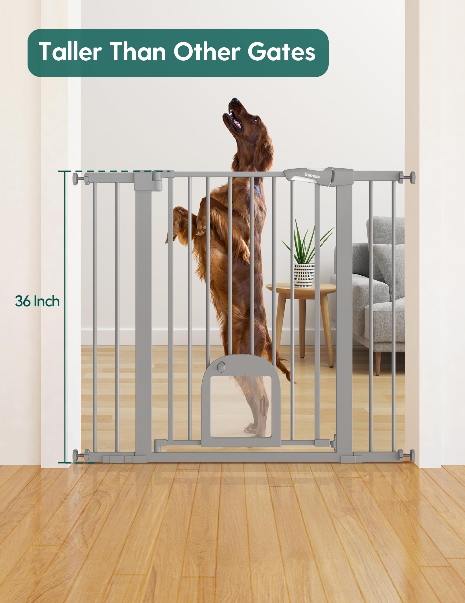 BABELIO: puerta-bebe de 36 pulgadas para mayor seguridad en espacios altos.