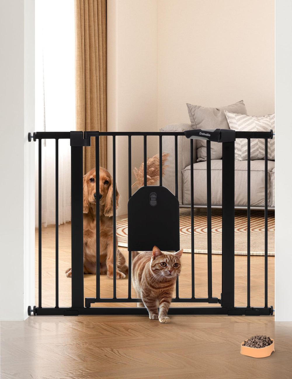 Puerta para bebé con cierre automático de BABELIO para seguridad diaria.