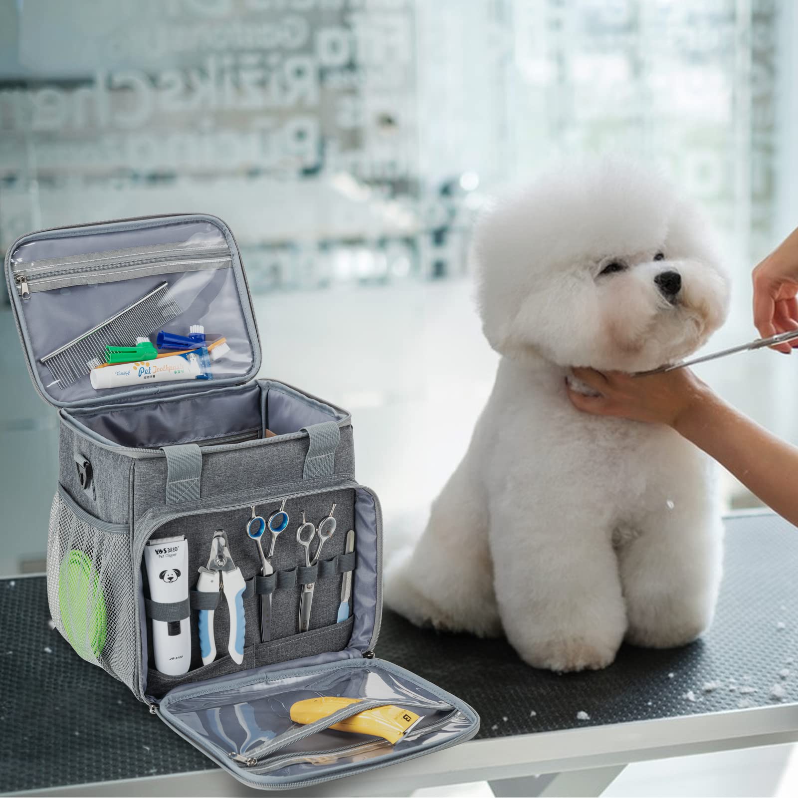 BABEYER bolsa resistente para sesiones de grooming en casa.