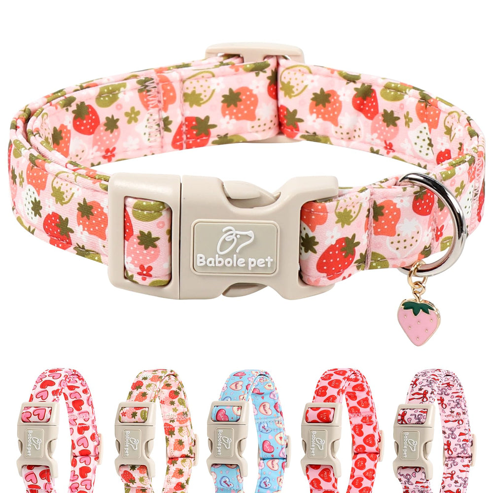 Babole Pet collar fresa para perros medianos con cierre rápido seguro