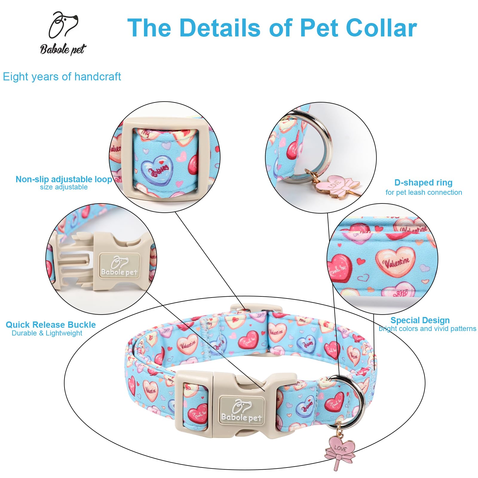 Cierre rápido de plástico seguro en collar Babole Pet para salidas.