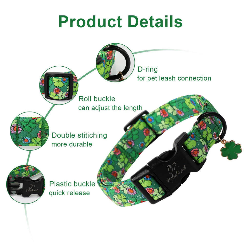 Collar Babole Pet con cierre rapido, verde, ideal para salidas diarias