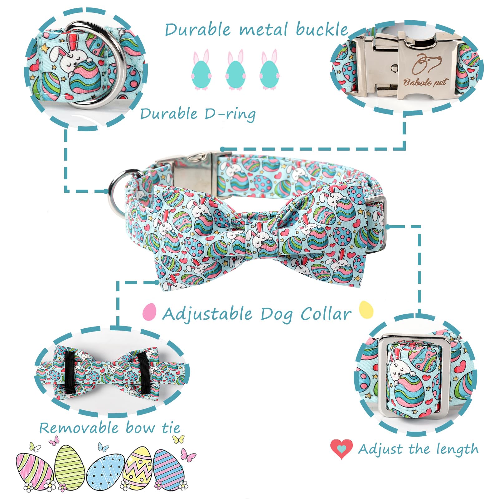 Detalle del lazo desmontable del collar Babole Pet para cambiar de estilo.