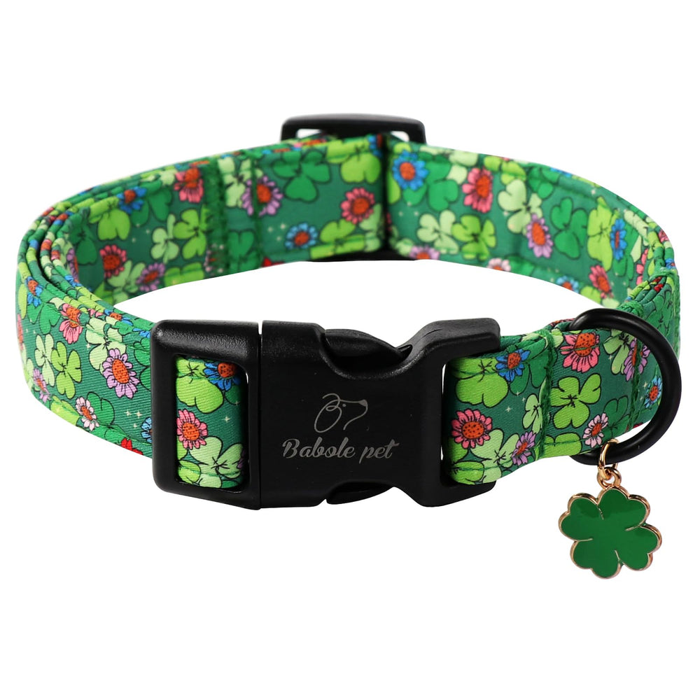 Collar Babole Pet Dia de San Patricio, trébol verde, cómodo para perros pequeños