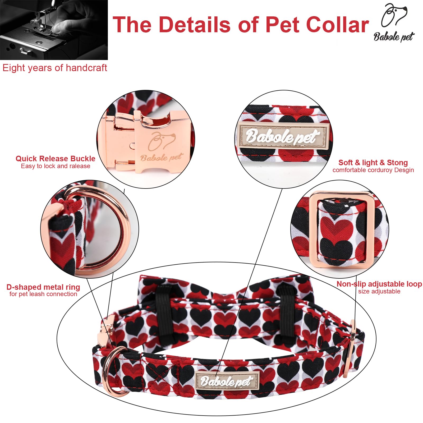 Collar Babole Pet con diseño Valentín para perros pequeños.