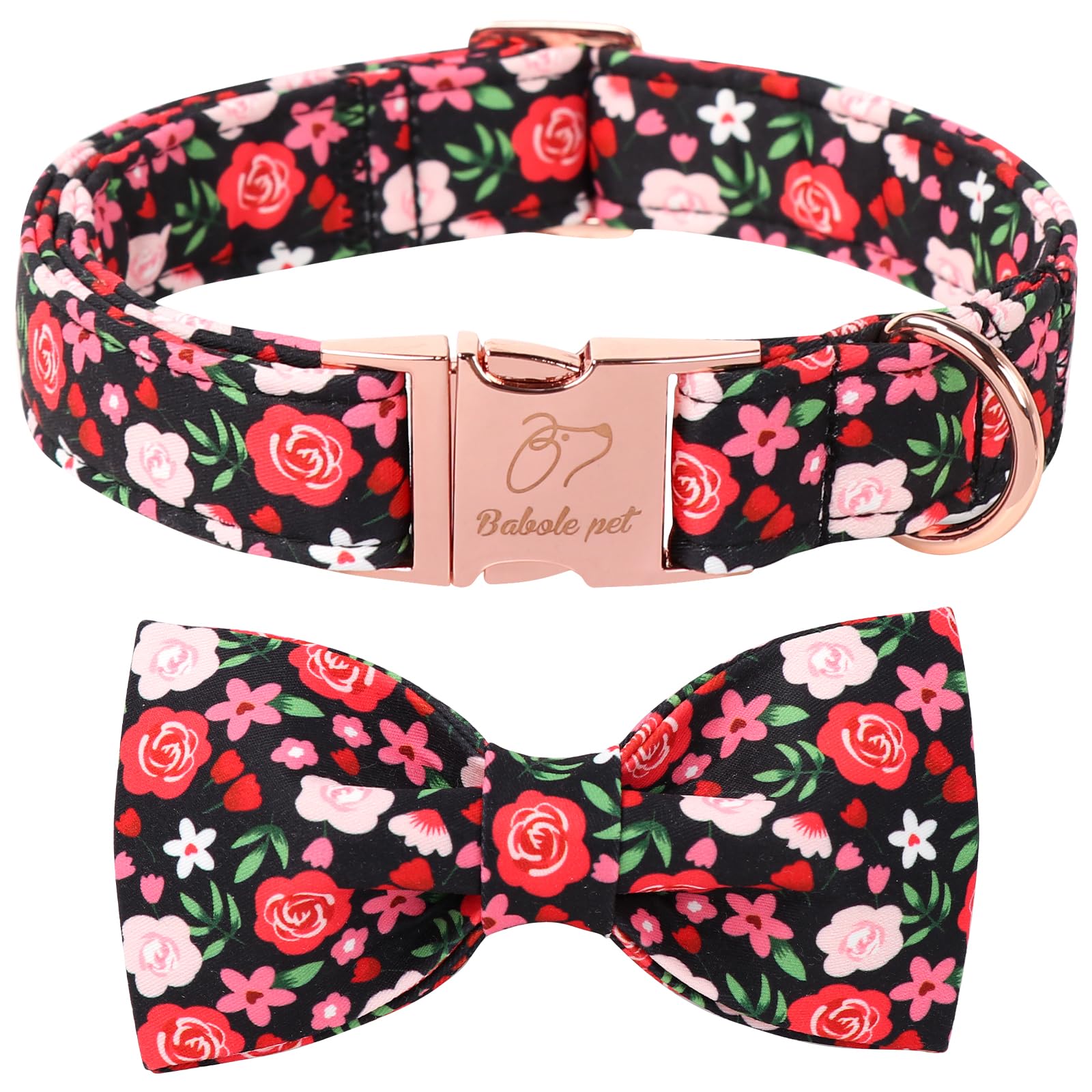 Collar floral Babole Pet con lazo rosa para paseos elegantes.