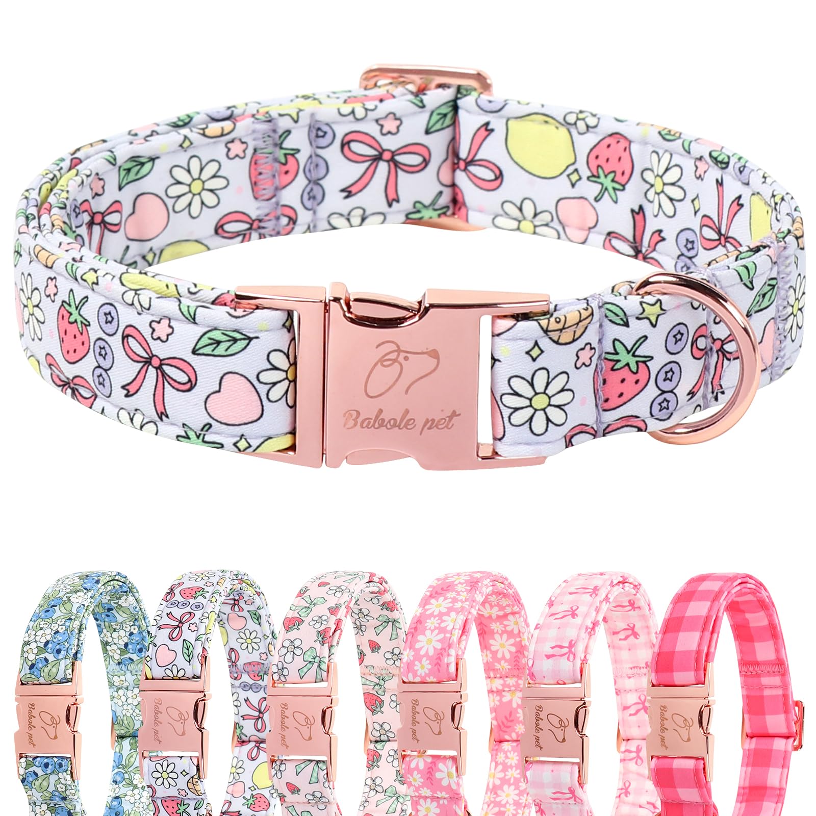 Collar Babole Pet con estampado fruta jardin, perfecto para paseos diarios al aire libre