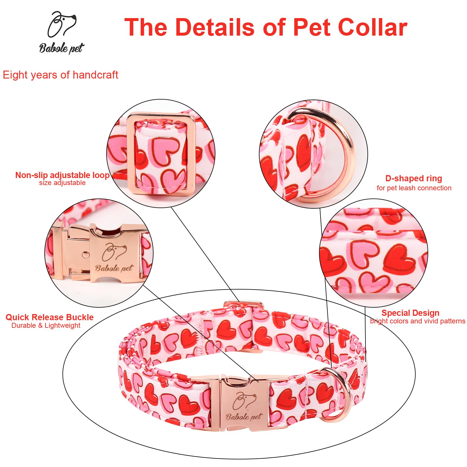 Collar Babole Pet con hebilla de metal resistente para paseos.