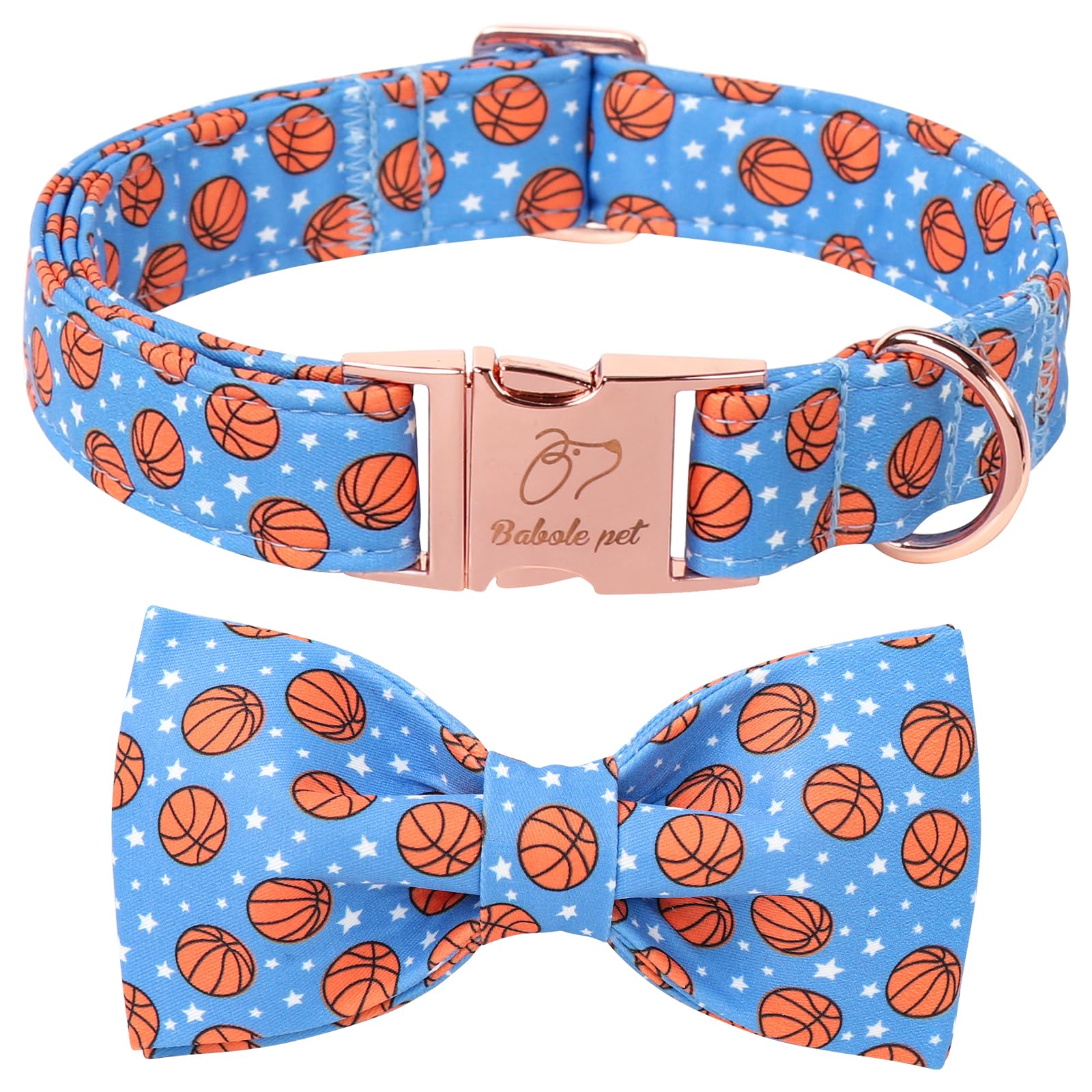 Collar Babole Pet con lazo azul de estilo baloncesto para perros de todas las tallas.