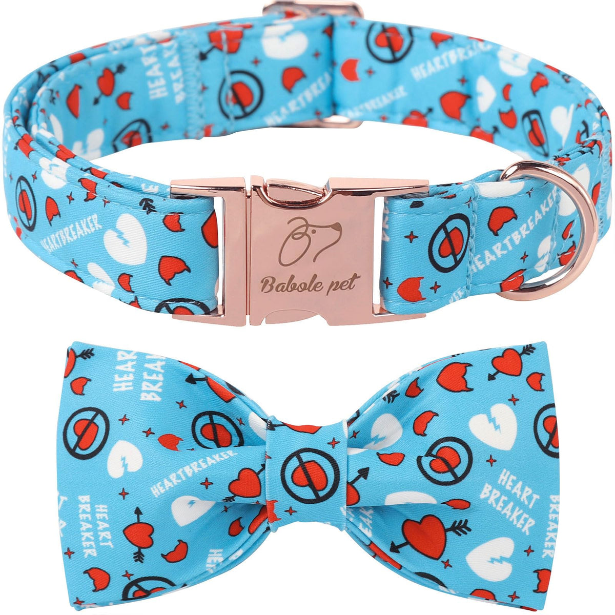 Collar Babole Pet con lazo de corazón azul para perros, estilo elegante.