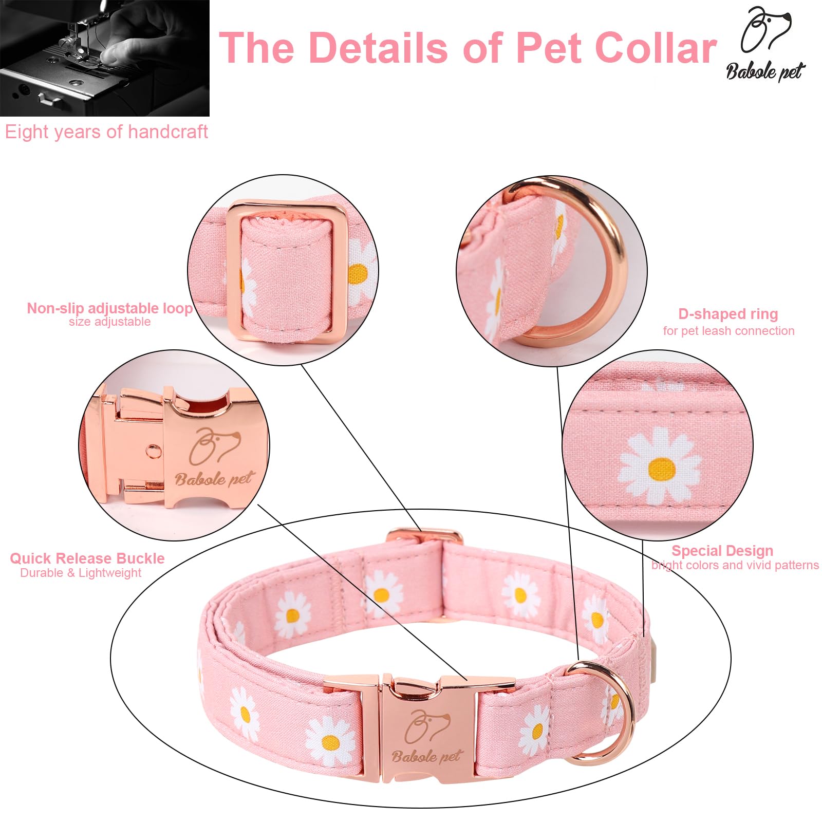 Collar Babole Pet, algodón suave y transpirable para uso diario