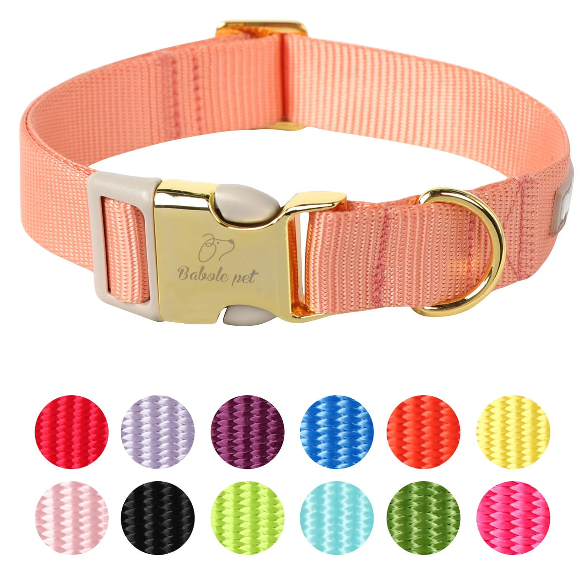 Collar Babole Pet naranja con ajuste cómodo para paseos diarios.
