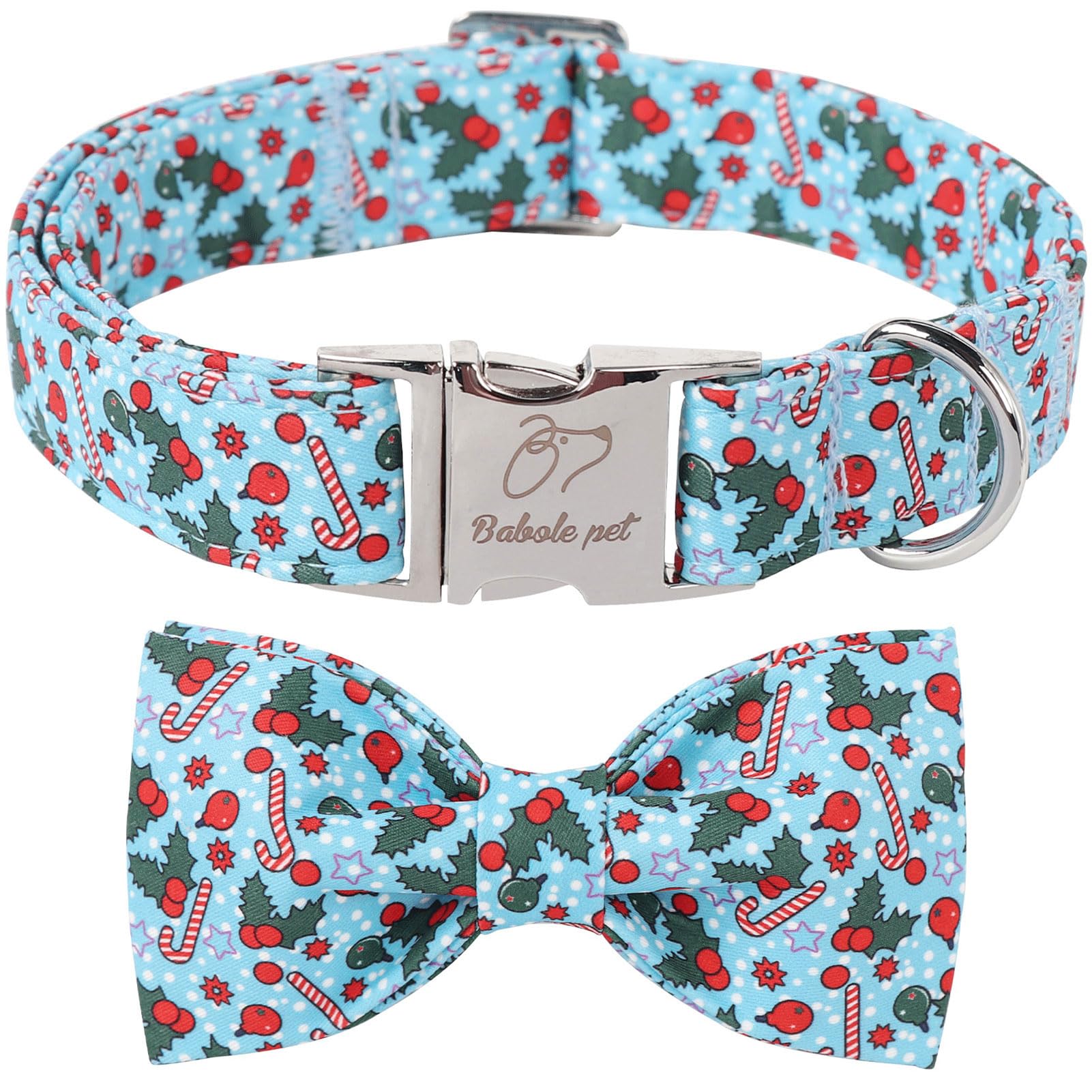 Babole Pet collar navideño con lazo, ideal para fotos festivas