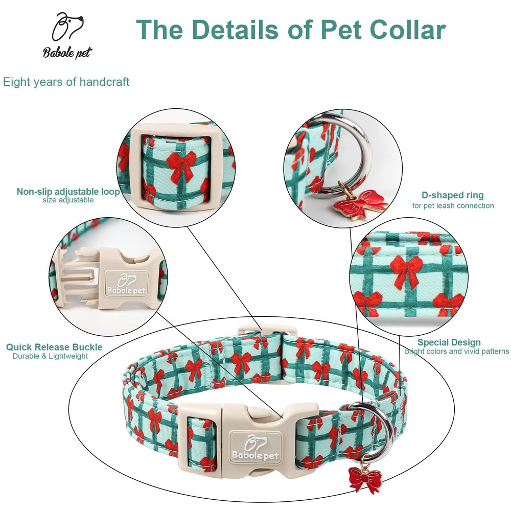 Collar Babole Pet navideño XS con anilla en forma de D.