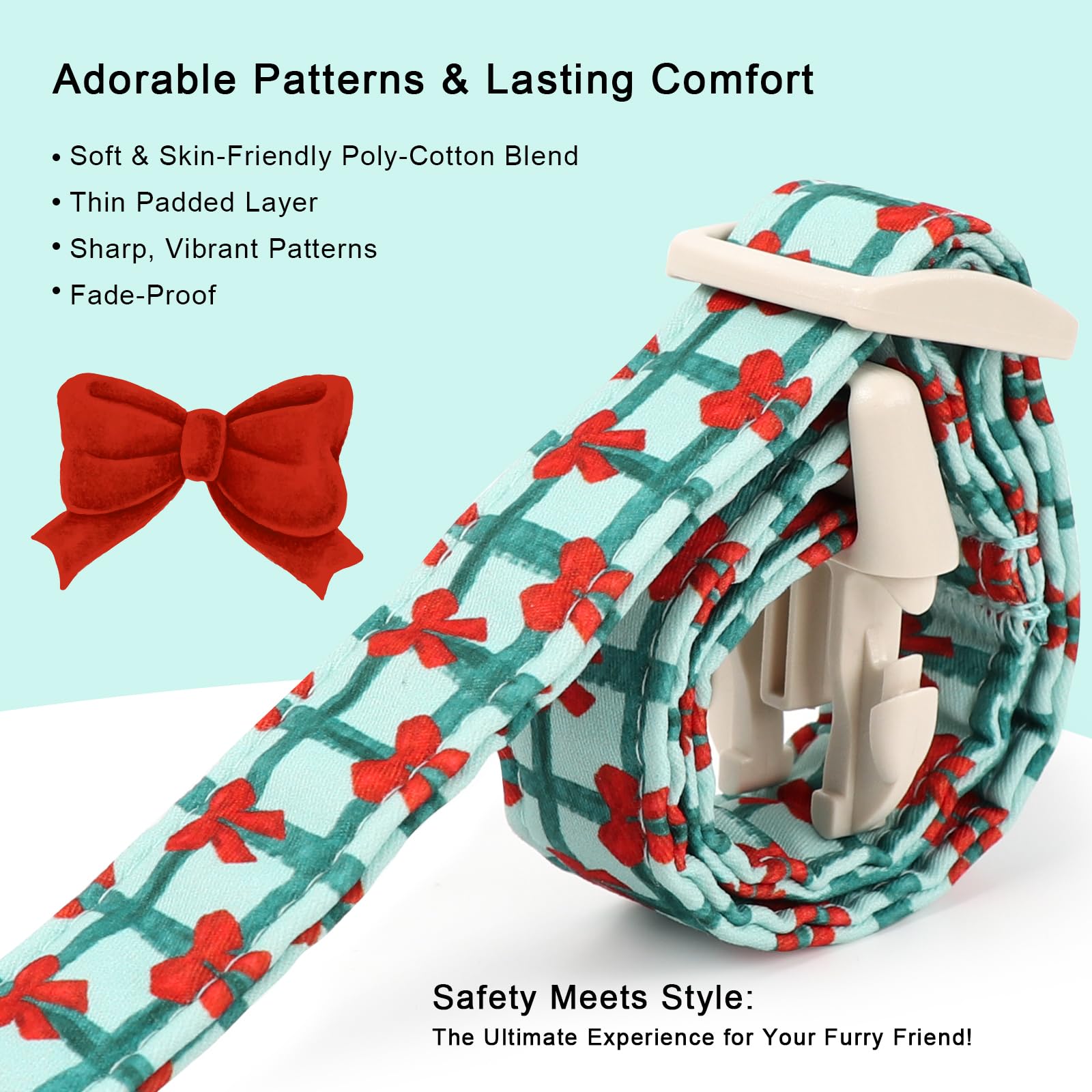 Collar Babole Pet navideño XS con cierre rápido para uso diario.