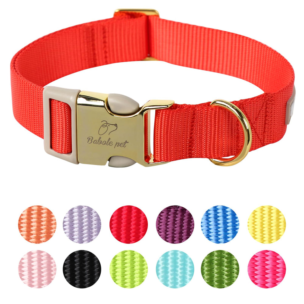 Babole Pet collar de nylon ajustable en rojo para paseos cómodos.