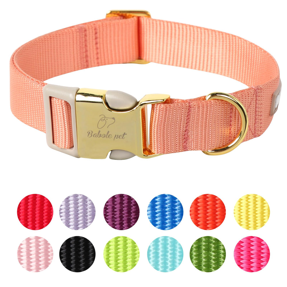 Babole Pet collar nylon naranja ajuste XS, ligero y cómodo para paseos diarios.