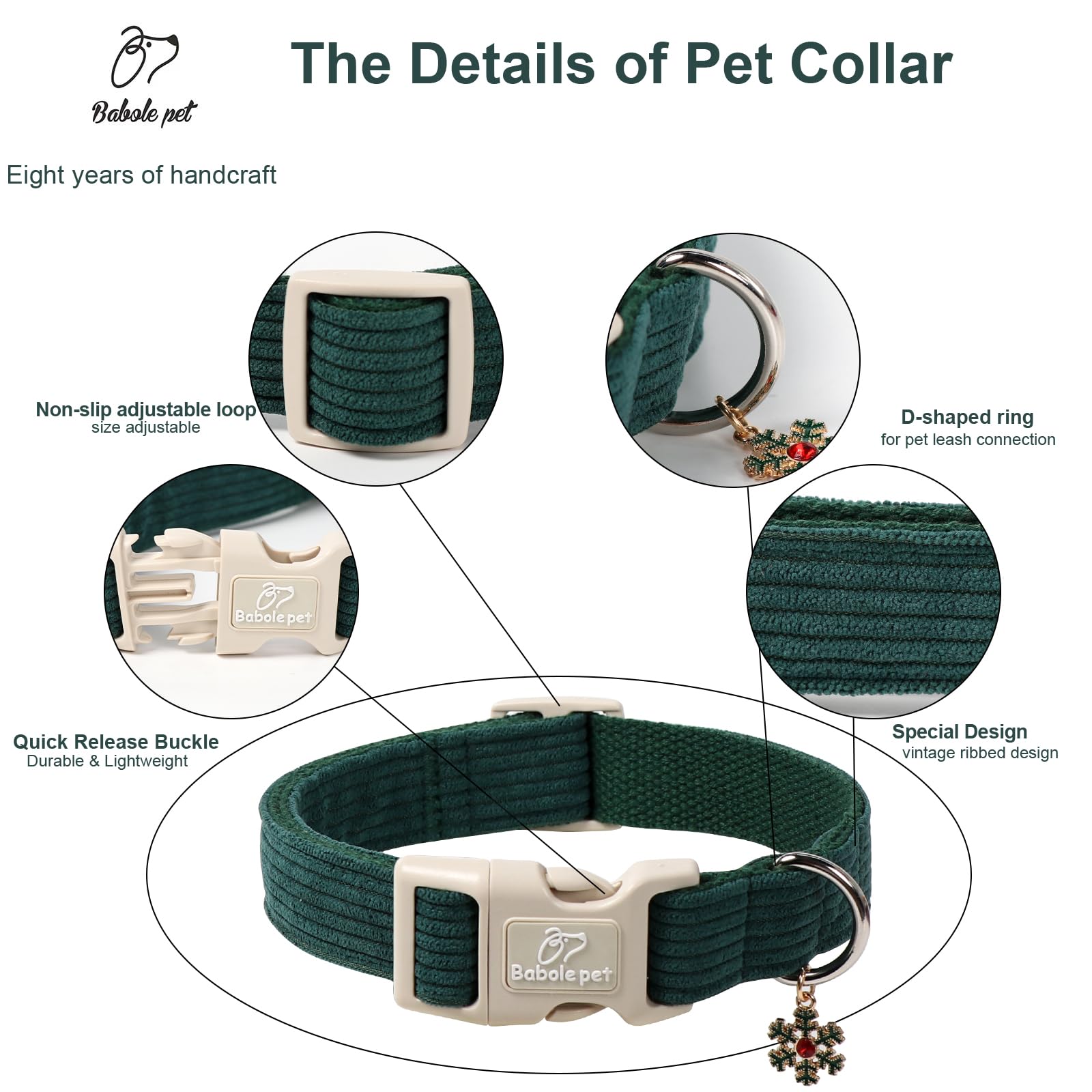 Collar Babole Pet con colgante de huella para estilo diario.