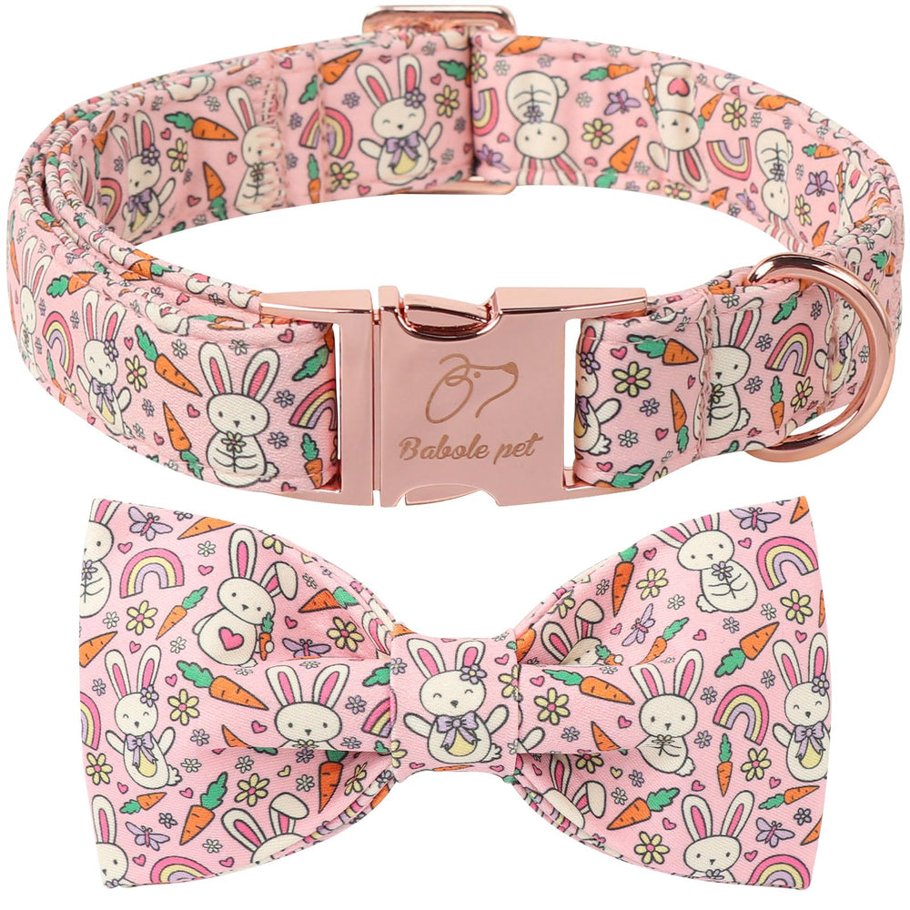Collar Babole Pet de Pascua con lazo rosa principal para salidas festivas