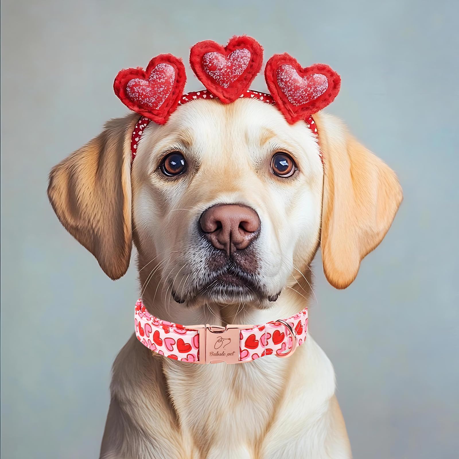 Collar Babole Pet para paseo romántico con corazones.