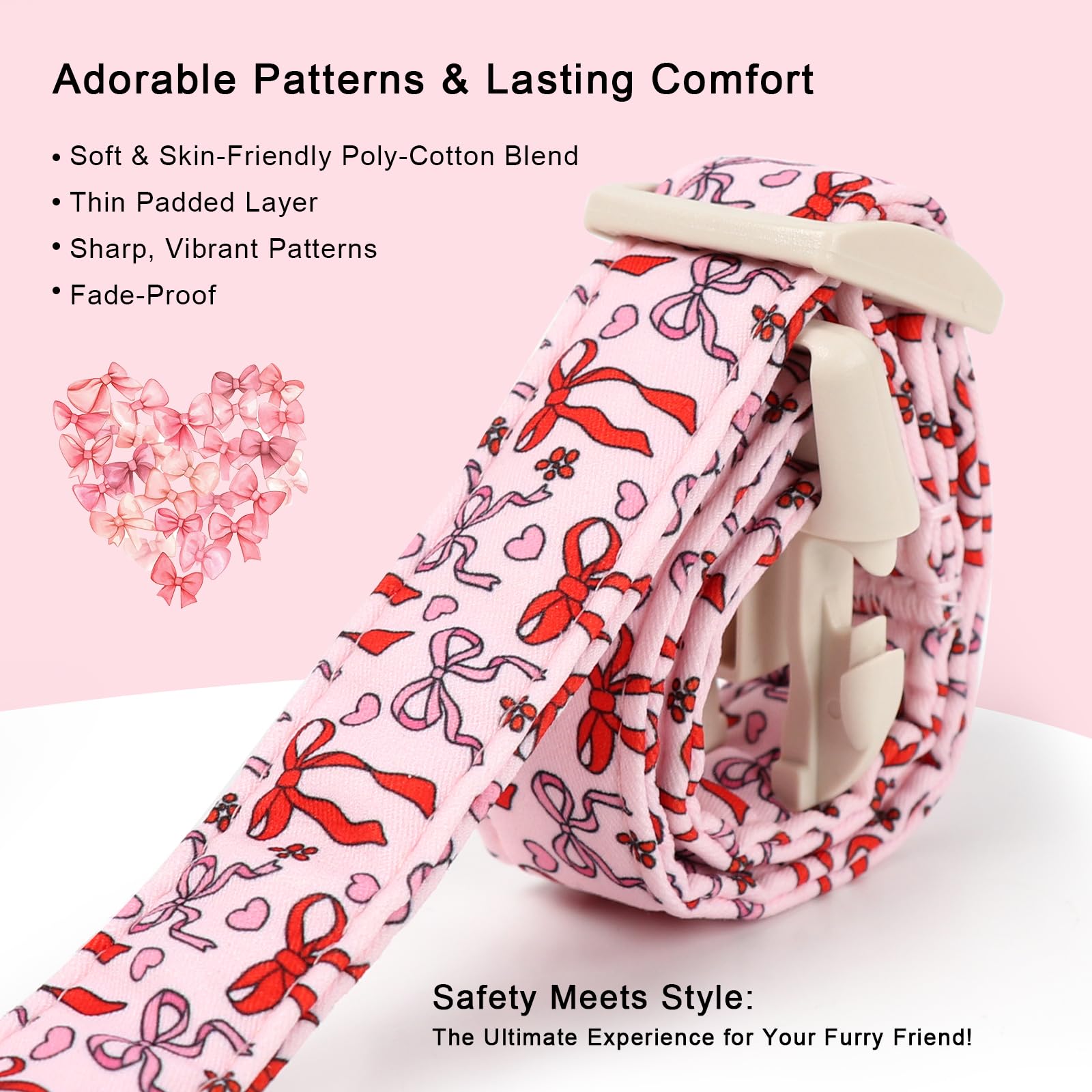 Babole Pet diseño fotogénico con lazo rosa, perfecto para fotos.