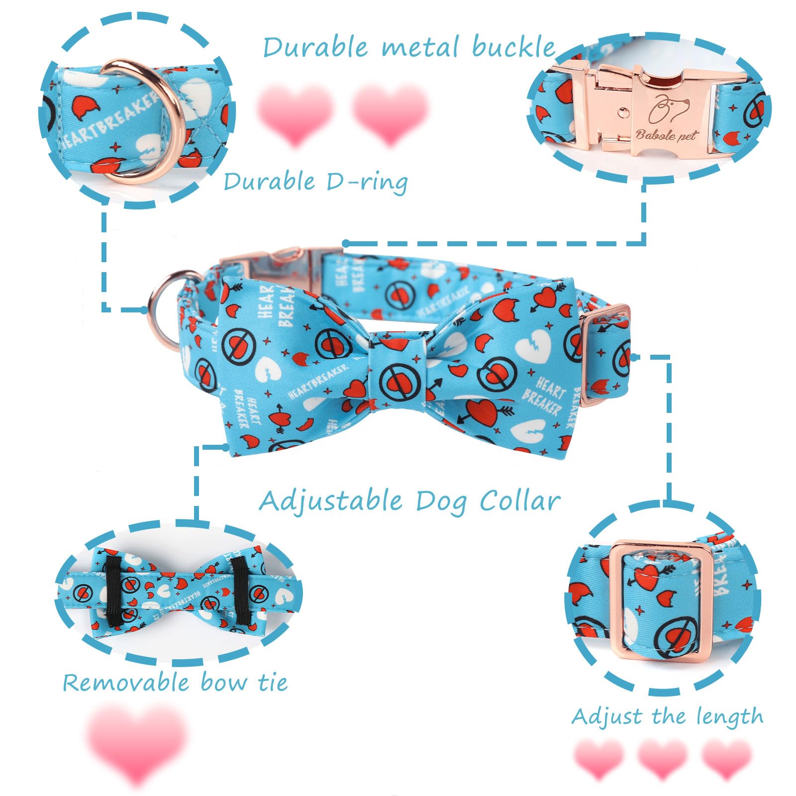 Babole Pet collar perro hebilla metalica ajustable para un ajuste seguro.