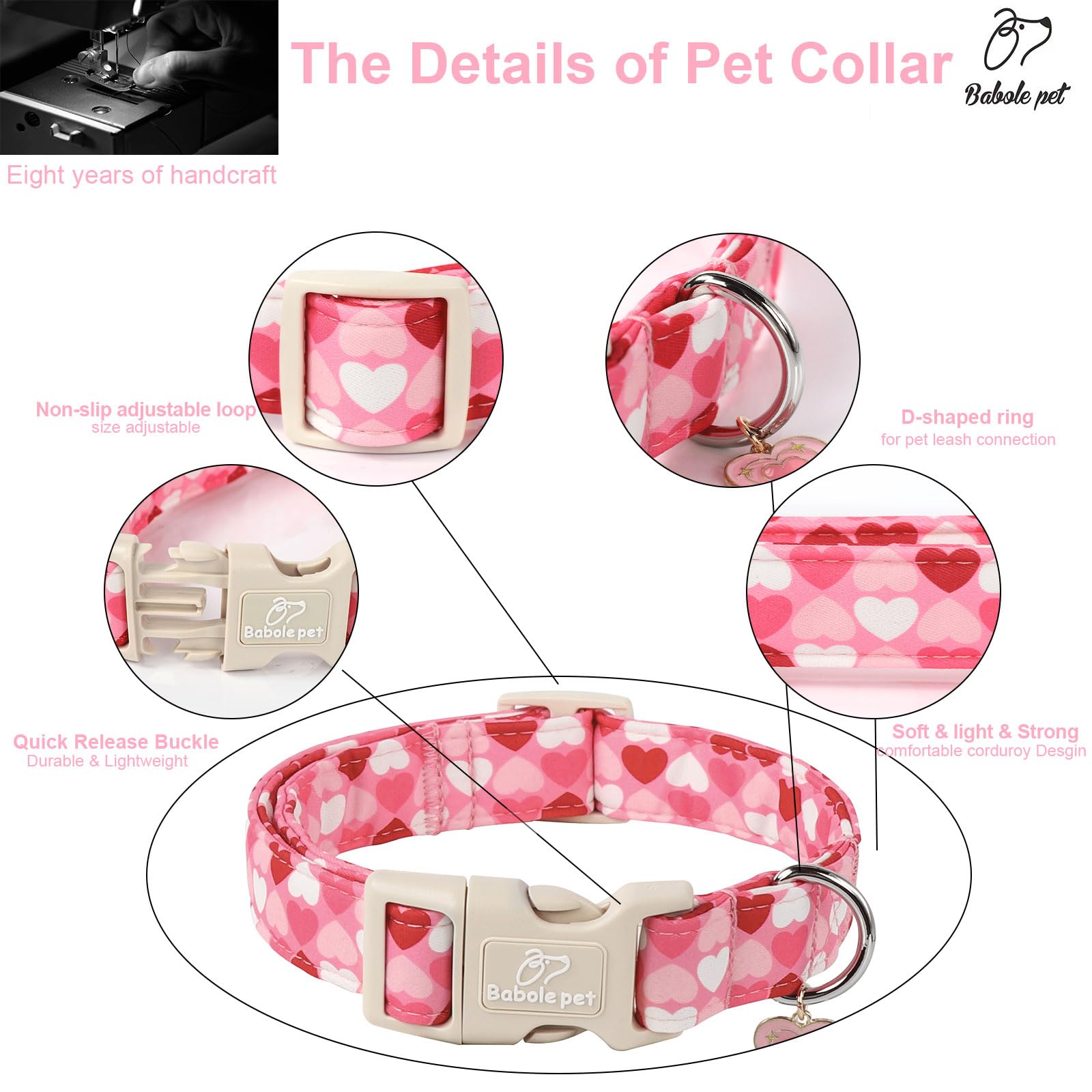Babole Pet collar material algodón poliéster suave para uso diario
