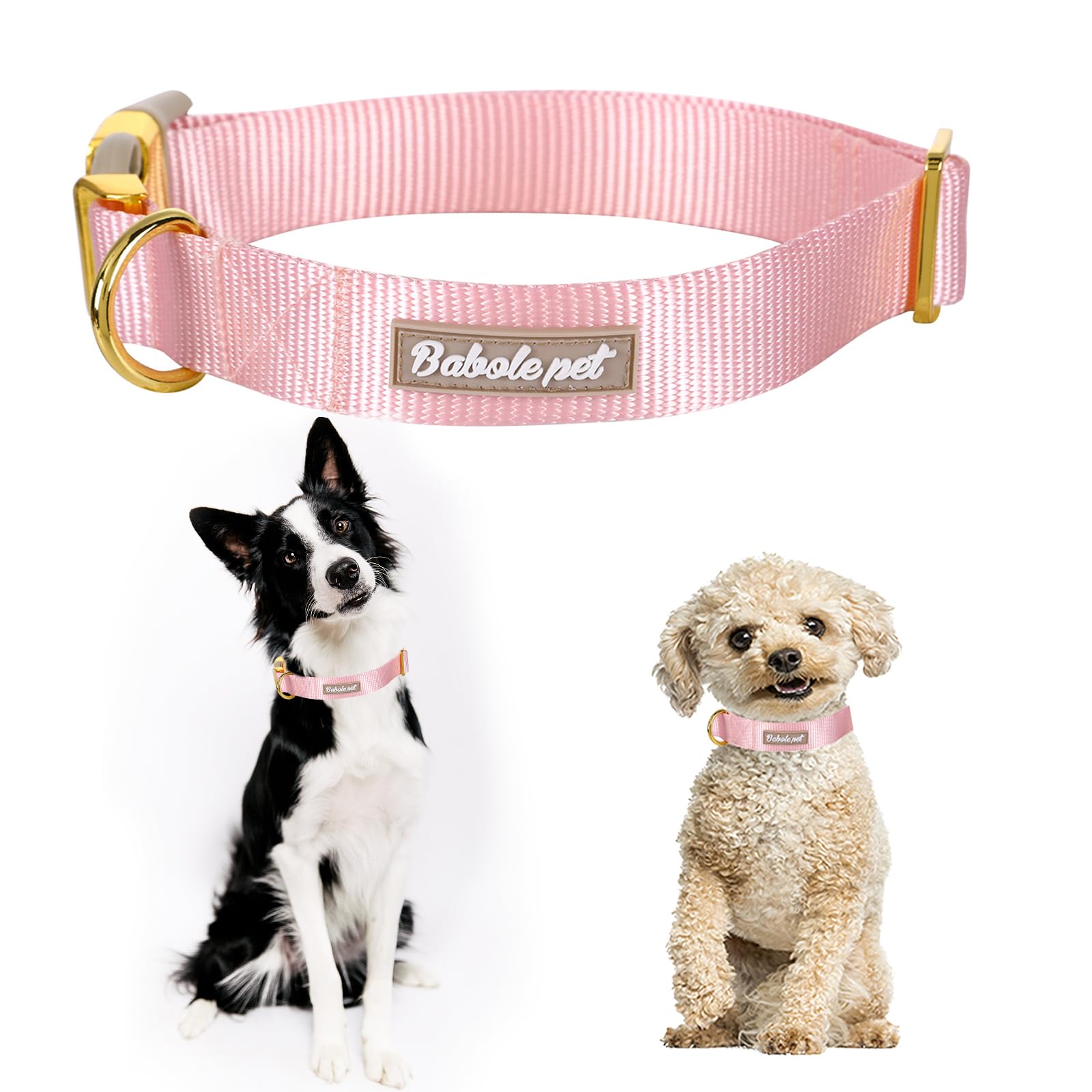 Babole Pet collar nylon rosado con cierre rápido ABS, fácil de colocar.
